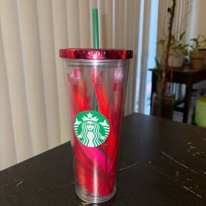 Starbucks Red and Green Tumbler with Lid